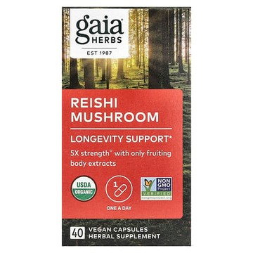 Gaia Herbs, 靈芝，40 粒全素食膠囊