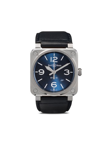 Bell & Ross - BR 03-92 Blue Steel 42mm - men - Sapphire Glass/stainless steel/Calf Leather/Metal - One Size - Blue and grey
