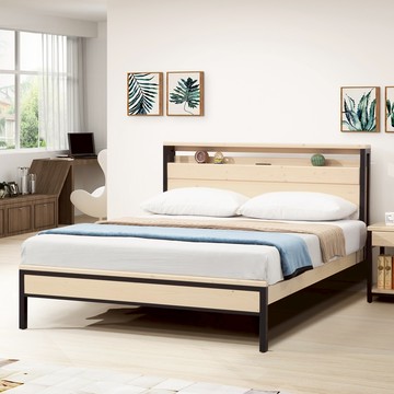 直人木業-APPLE月亮白全實木收納工業風3.5尺單人床組