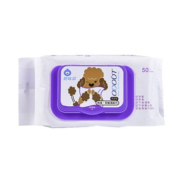 臭味滾 - 【狗用】寵物專用抑菌濕紙巾 50抽/1包 卡通版 A1401