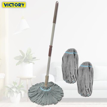 VICTORY-日式免沾手擰水極細纖維吸水除塵拖把-纖維布(1拖2布)#1025115-1