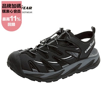 【GOODYEAR 固特異】蒼鷺-護指磁扣運動涼鞋/男  耐磨底 黑 (GAMS43750)
