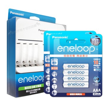 Panasonic 智控型8槽急速充電器+新款彩版  eneloop 低自放4號充電電池(8顆入)