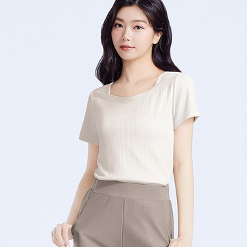 -°C 冰感坑條唯美方領涼感上衣