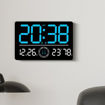 好物 新款客廳掛鐘簡約現代LED數字鐘表藍牙自動對時電子鐘表6667