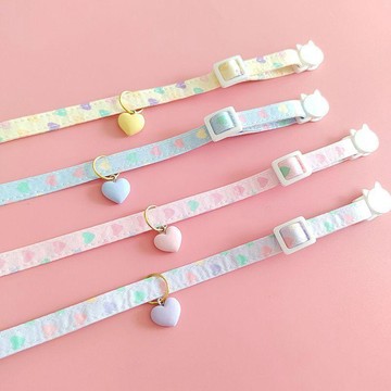 【48時熱賣】貓咪項圈寵物掛飾無聲可愛脖子裝飾品愛心網紅公主風可調節脖圈