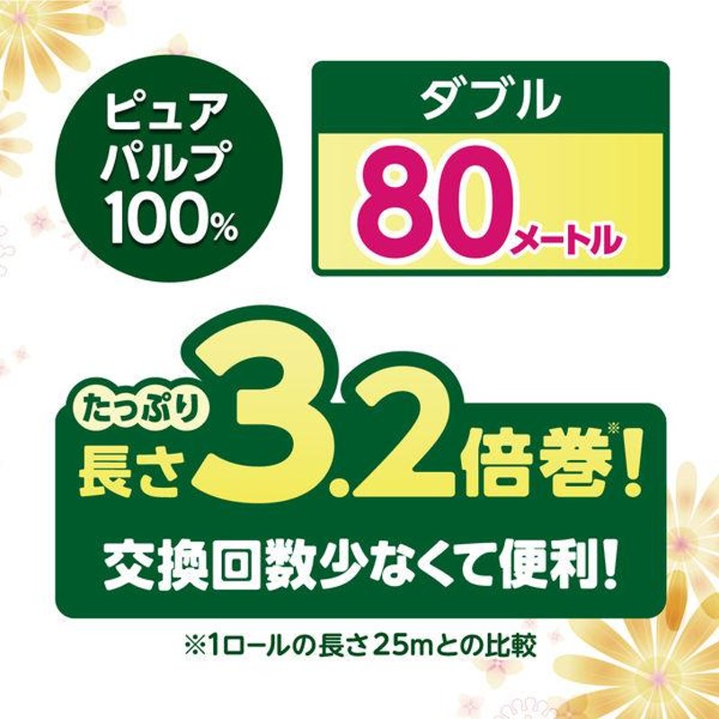 トイレットペーパー 8ロール ダブル 80m 3.2倍巻き エリエール イーナ