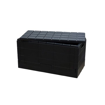 【日本岩谷Iwatani】Grid格子磚可堆疊摺疊收納椅-38.5L黑