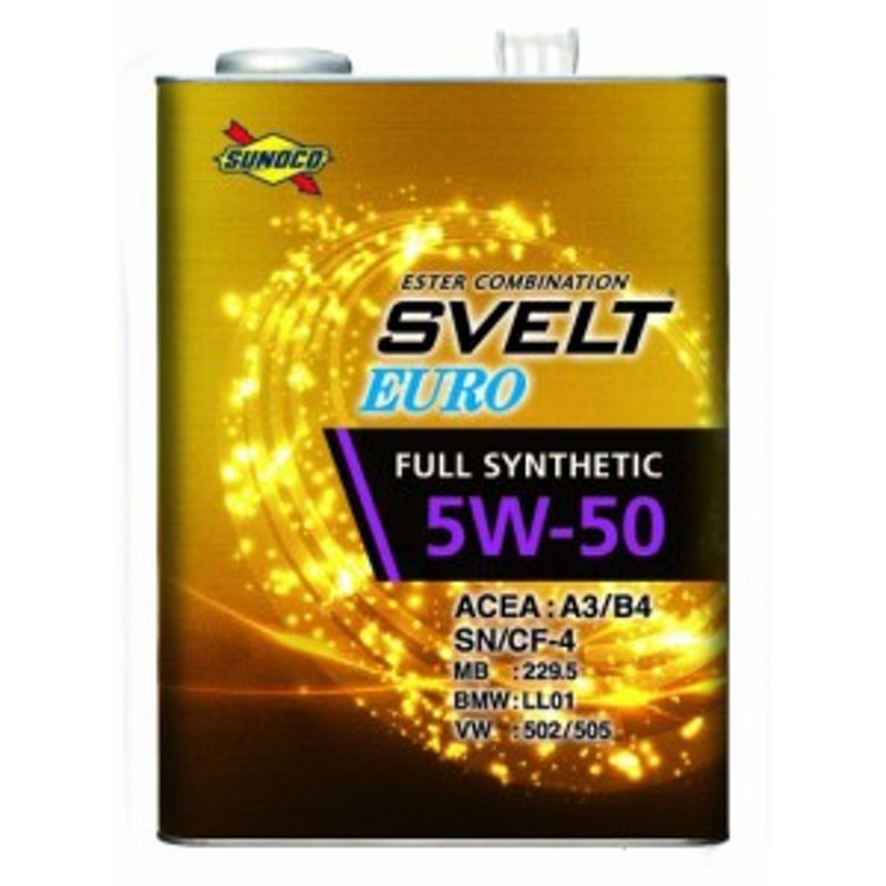 SUNOCO スノコ エンジンオイル SVELT EURO スヴェルトユーロ 5W-50 1L缶 | 5W50 1L 1リットル オイル 交換 人気  オイル缶 油 エンジン油 | LINEショッピング