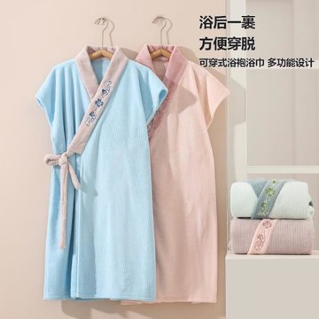 玉顏可穿可裹浴袍成人家用比純棉吸水女浴巾浴裙不掉毛柔軟浴衣