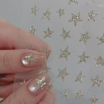 🔥甄選好物🔥 美甲爆閃碎星星五角星貼紙超閃碎銀星鑽超薄服帖指甲貼紙裝飾美甲