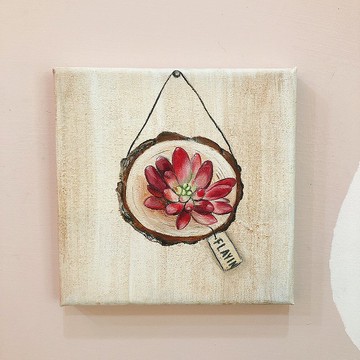 多肉植物 油畫 壓克力畫 手工繪製 無框畫 禮物 生日禮物 情人節