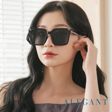 【ALEGANT】仲夜黑小個性線條感方框墨鏡│UV400太陽眼鏡│晴光默語