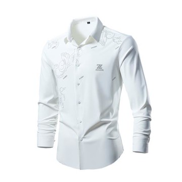 漫威毒液歐美花紋簡約襯衫男士秋季新款青年潮流百搭修身長袖寸衣