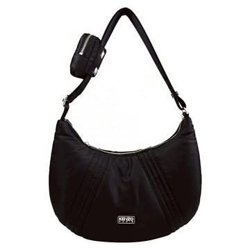 KENZO 2SA718 品牌LOGO尼龍附零錢彎月單肩/斜背包.黑