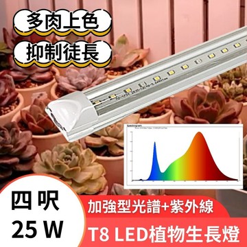 【君沛】UV紫外線 4呎 T8植物燈管 25W 加強型光譜 多肉顯色 上色專用 抑制徒長 龍舌蘭 大型層架補光