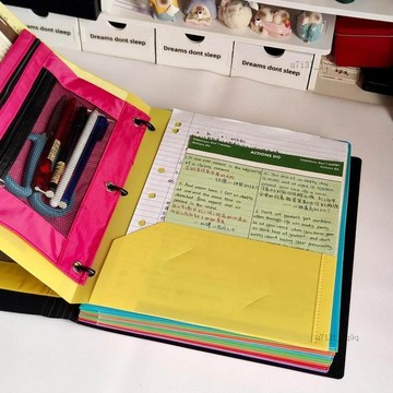 美式復古A43孔活頁文件夾學生辦公考研試卷資料科目收納冊筆記本