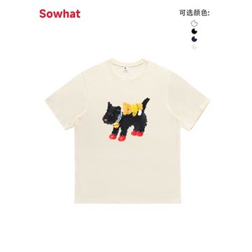 超好看t恤正肩女男杏色童趣手繪卡通設計感小眾情侶裝短袖上衣夏