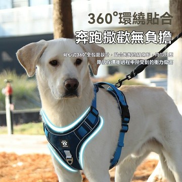 【防爆衝護頸椎】狗狗牽引繩 遛狗繩 胸揹帶 狗鏈 脖圈 寵物牽引繩 可調節防掙脫 夜光反光 中大型犬適用 金毛拉布拉多