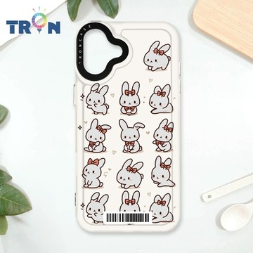 TRON IPhone 16 PLUS 兔子可愛動作排排系列 防摔太空載具殼 透黑 軟硬 手機殼