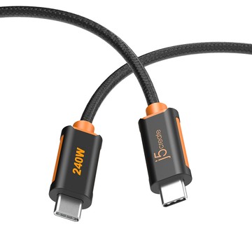 j5create USB-C USB-C 240W極速充電編織傳輸線2米 可充MacBook/筆電/平板/手機－JUCX26L20