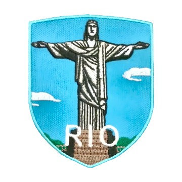 A-ONE 匯旺 地標造型刺繡 巴西 里約熱內盧耶穌背面 7.5 X 6 CM  藍色 + 白色  1個