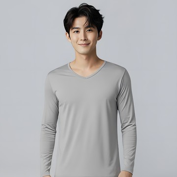 第5代溫灸刷毛V領發熱衣(銀河灰 男S-3XL)