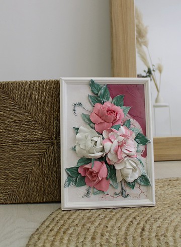 3d玫瑰繪畫  紋理牆藝術  雕塑繪畫