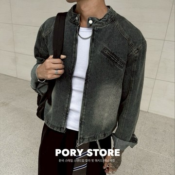 【PORY STORE】 韓系重磅街頭牛仔外套 Boxy版型 短版外套 穿搭必備 實拍 休閒外套 男生外套