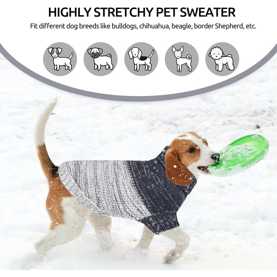 Queenmore Knitted Pullover Dog Sweater Turtleneck Pet Cat Cold Weather Puppy  Stitc