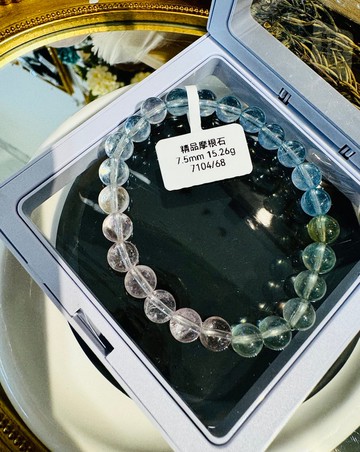 精品級自用天然彩色摩根石水晶7.5mm15.26g釋放壓力情感療癒