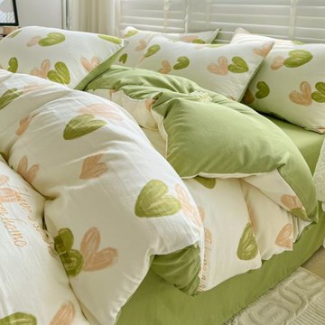 小清新床上四件套田園風被套學生宿舍三件套床單非全棉純棉床笠款