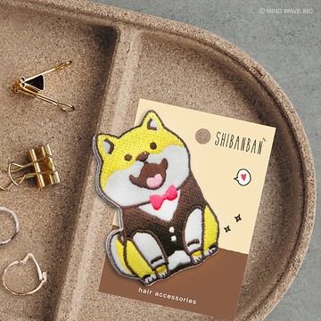 JzFun / 微笑柴犬 刺繡造型髮夾 (服務生)