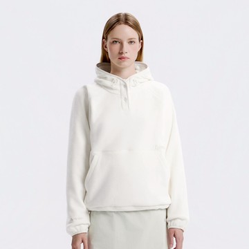 女裝 POLARTEC 半拉鍊連帽 刷毛上衣 - 白色