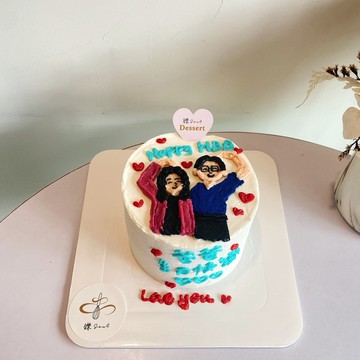 人物繪圖 客製化蛋糕 一家人 生日蛋糕 鑠甜點 紀念日 題字蛋糕