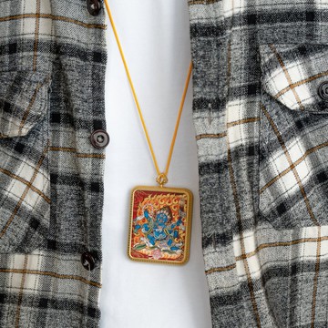 六臂瑪哈卡拉手工唐卡吊墜——神聖護身符 守護與庇佑