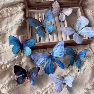 🦋夏日推薦🦋藍色蝴蝶 拍照道具小紅書衕款漢服寫真自拍氛圍感高 NCSS