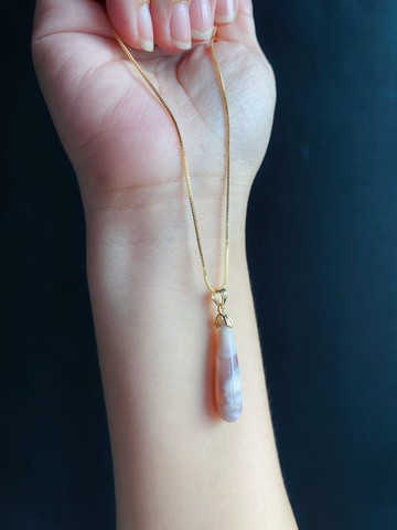 櫻花瑪瑙 天然石 水滴 意境美 項鍊 閨密 禮物 優雅耐看 氣質款