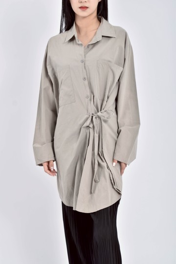 (L) net棉質長袖綠色洋裝