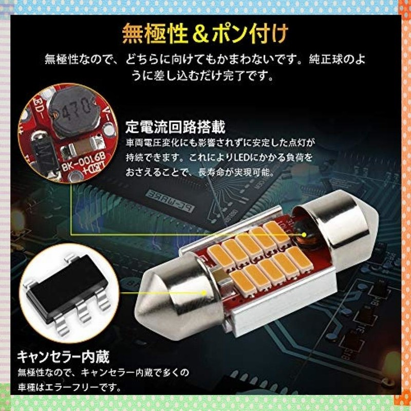 Catland T10*31 ルームランプ LED 電球色 ルームライト T10 31mm 車 ルーム灯 ナンバー灯 車内灯 室内灯 暖色系 LEDバルブ  LEDライト 両口金タイプ C5W 無極性 C 通販 LINEポイント最大GET | LINEショッピング