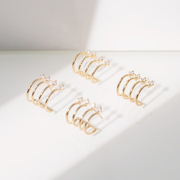 多線條小C圈綴鑽矽膠耳夾-B30064