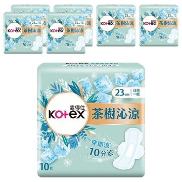 Kotex 靠得住 日用 茶樹沁涼棉 涼感衛生棉  23cm  10片  7包