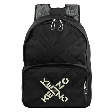 KENZO 5SA213 經典字母LOGO尼龍透氣網布後背包.黑