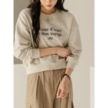 Codibook｜韓國 common unique 圓領字母棉質大學T［預購］長袖上衣 大學T 女裝