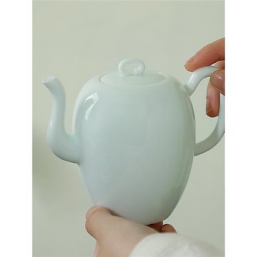 意叁手作湖田窯青白瓷中式仿宋客廳辦公功夫茶具美人肩茶壺220ml
