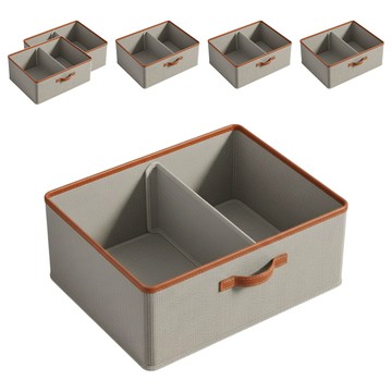 小麥購物 調節分隔收納盒 L396  灰色  6個  50 x 40 x 20cm