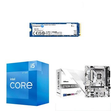 Intel 〈鈔省價〉i5-12400+華擎 B760M-HDV D5 MATX主機板+金士頓 NV3 1TB SSD