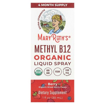 MaryRuth's, 有機甲基 B12 液體噴霧，特強型，漿果味，1500 微克，1 液量盎司（30 毫升）