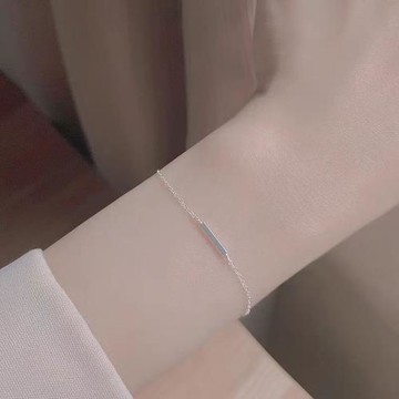 基礎款925純銀手鏈一字棍鍍14K金迷你手飾疊戴百搭簡約細款新款