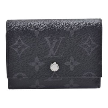 LV M12598 經典Victor系列Eclipse帆布多卡夾層三折暗釦短夾(黑色)